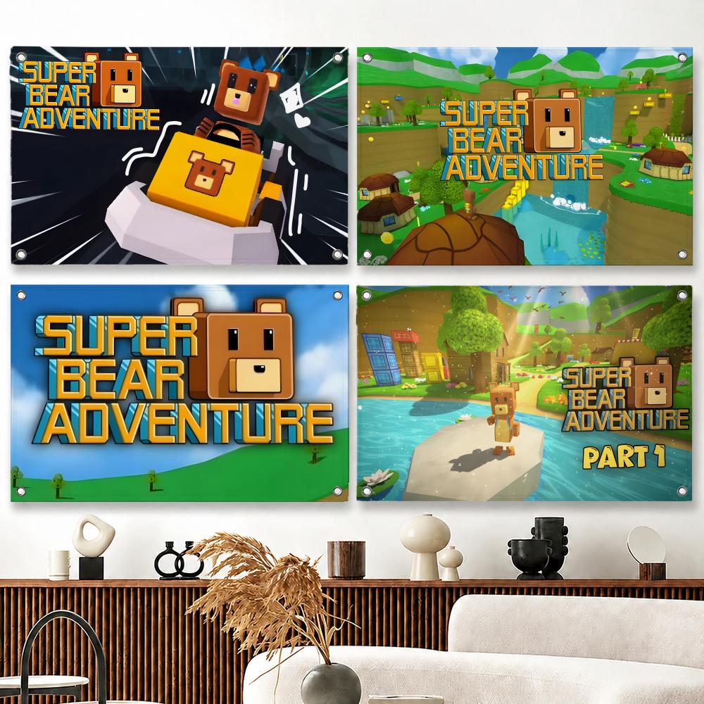 Outdoor Adventure Club - ธงเกมซุปเปอร์แบร์แอดเวนเจอร์ เหมาะสำหรับงานปาร์ตี้ คลับ ตกแต่งผนังภายในและภายนอกอาคาร ของขวัญสำหรับแฟนๆ