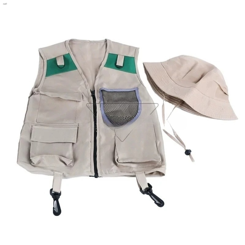 Outdoor Adventure Kit For Boys - เสื้อกั๊กนักสำรวจสำหรับเด็กและชุดหมวก เสื้อกั๊กซาฟารีสำหรับเด็กผู้ชาย ชุดผจญภัยกลางแจ้ง ชุดคอสเพลย์ฮาโลวีน ชุดแต่งกายเล่นบทบาทสมมติ