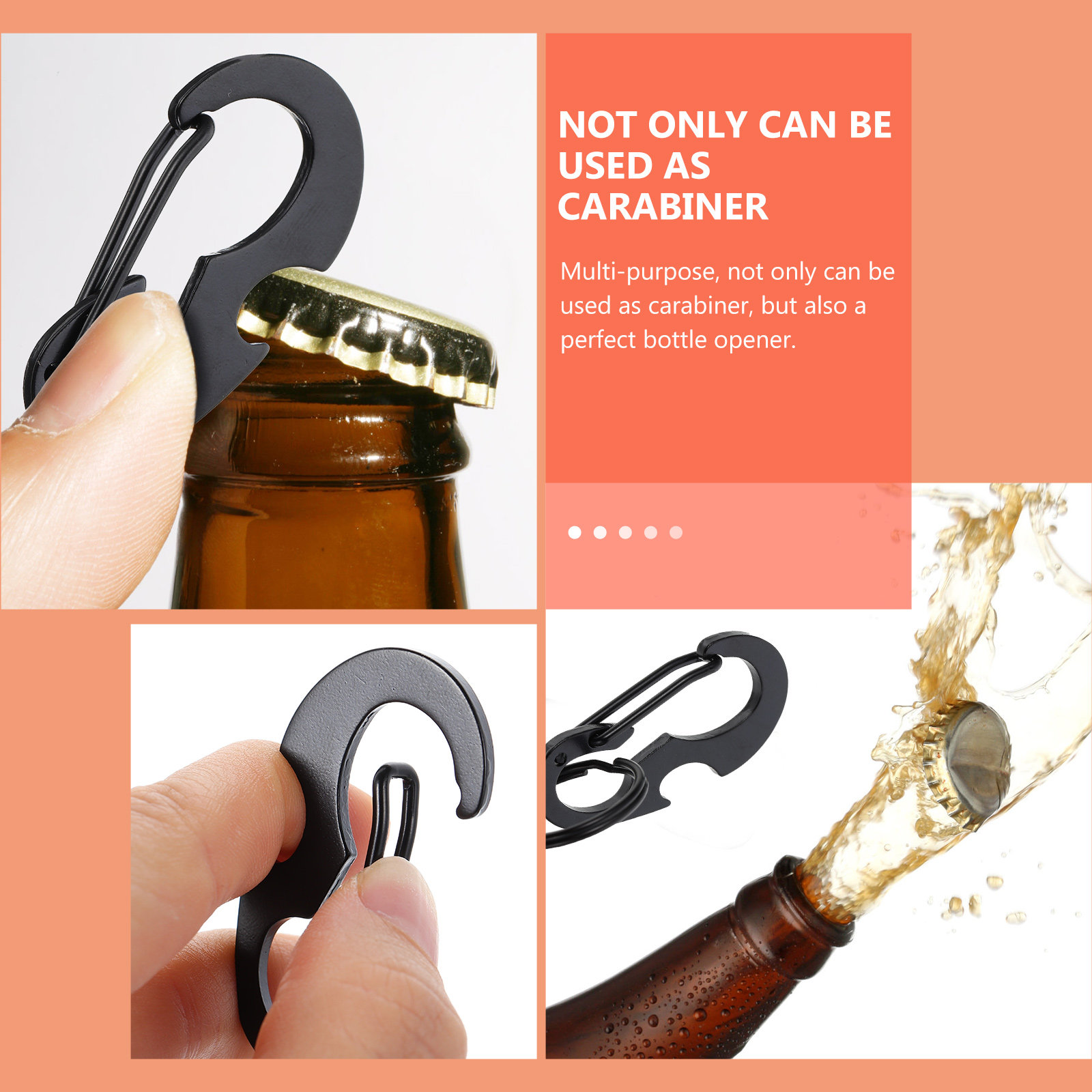 Carabiner Locking D - 6 ชิ้น คาราบิเนอร์ล็อคทรงตัวดี สเตนเลสสตีล พวงกุญแจ ที่เปิดขวดกลางแจ้ง