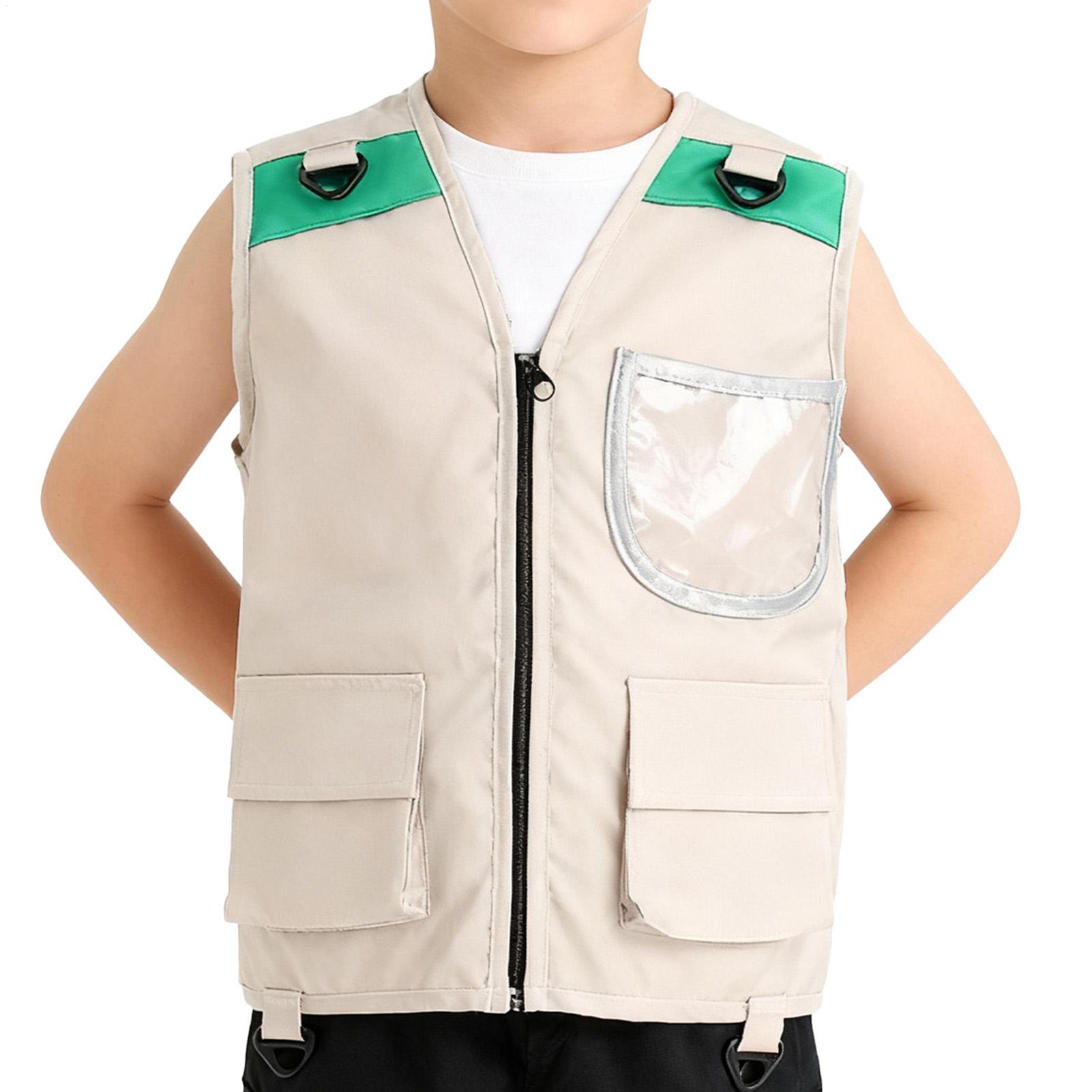 Outdoor Adventure With Kids - ชุดเสื้อกั๊กนักสำรวจสำหรับเด็ก ชุดเสื้อกั๊กซาฟารีสำหรับเด็กผู้ชาย ชุดอุปกรณ์ผจญภัยกลางแจ้งสำหรับเด็กเล็ก ชุดแต่งกายสำหรับเล่นบทบาทสมมติ