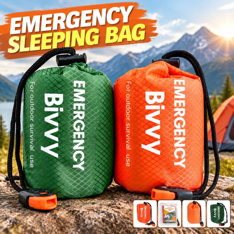 Bivy Sack Lightweight - ถุงนอนฉุกเฉินแบบเก็บความร้อน, ผ้าห่มฉนวนกันความเย็นสำหรับการเอาตัวรอดกลางแจ้ง ขนาด 90x210 ซม. น้ำหนัก