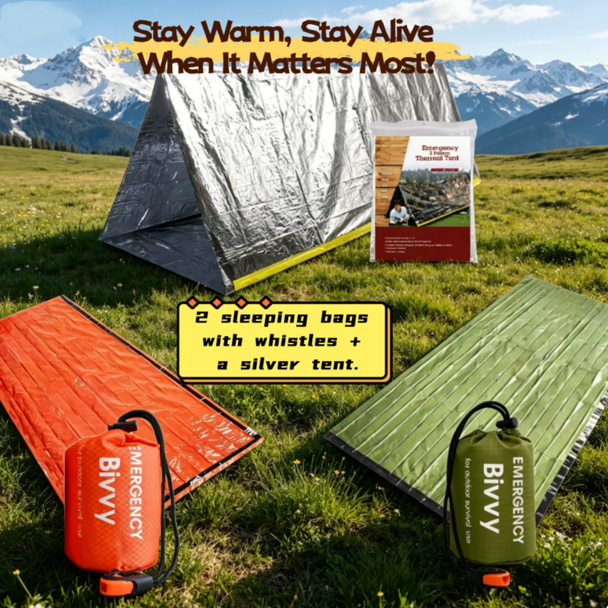 Bivy Sack Lightweight - ถุงนอนฉุกเฉิน ผ้าห่มกันหนาว ไมลาร์กันความร้อน น้ำหนักเบา กันน้ำ พกพาสะดวก