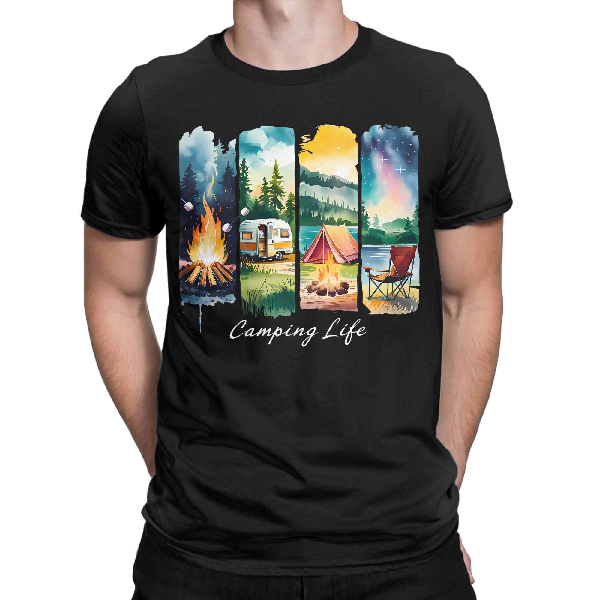 Outdoor Adventure Rv - เสื้อยืด Camping Life RV เต็นท์ Campfire
