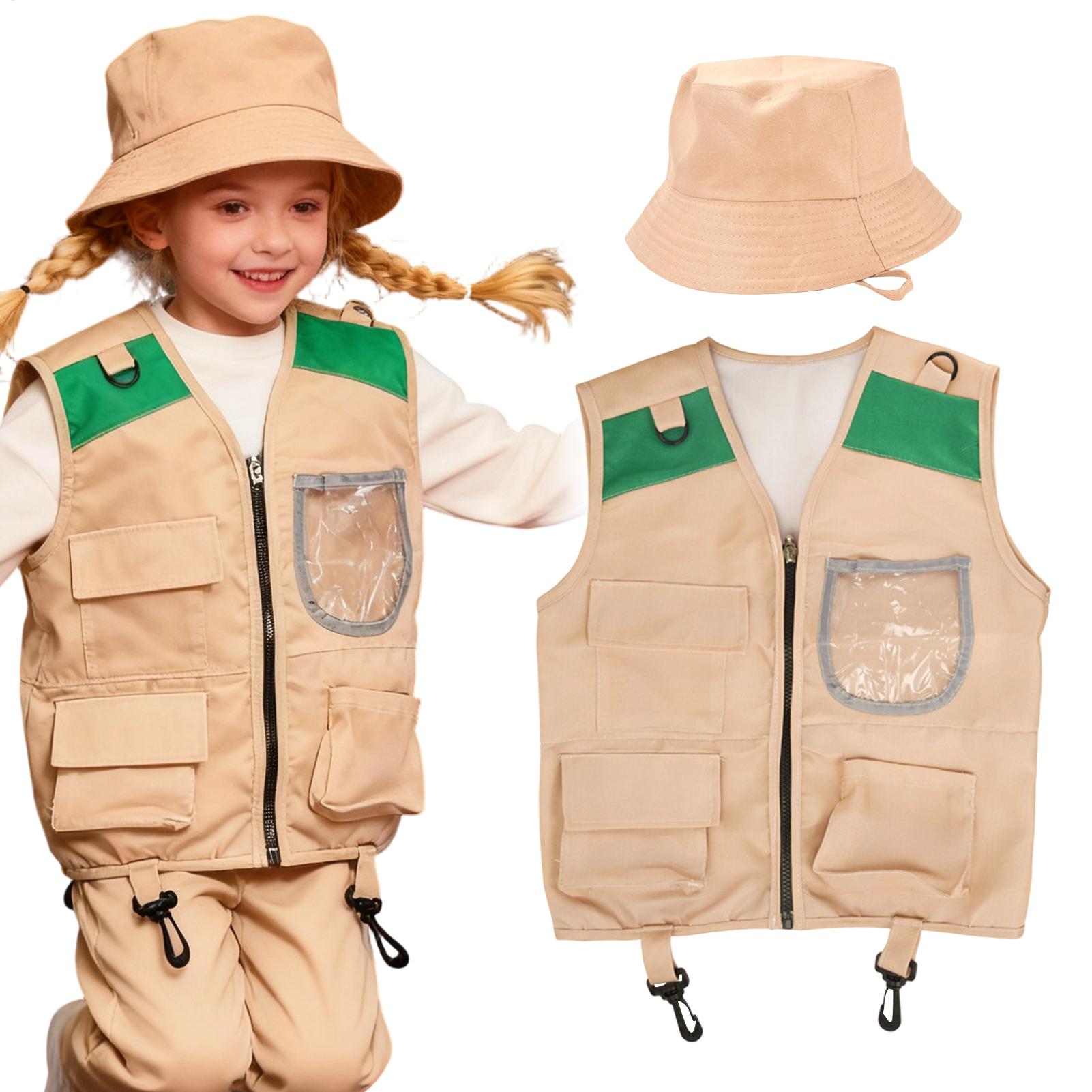Outdoor Adventure Kit For Boys - ชุดนักสำรวจซาฟารีสำหรับเด็ก ชุดเล่นบทบาทผจญภัยกลางแจ้ง เสื้อกั๊กและหมวกนักสำรวจสำหรับเด็กชายและเด็กหญิง สำหรับตกปลาและตั้งแคมป์