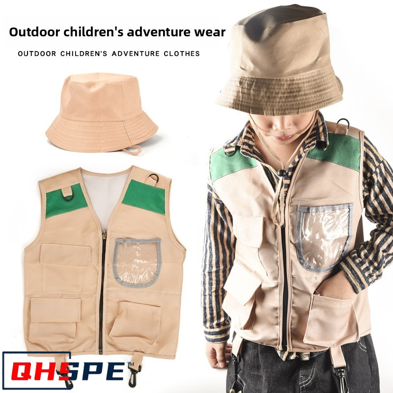 Outdoor Adventure Kit For Boys - เด็ก Explorer เสื้อกั๊กและหมวกเครื่องแต่งกาย Safari Cargo เสื้อกั๊กเด็กชุดผจญภัยกลางแจ้งสําหรับเด็กเล็ก
