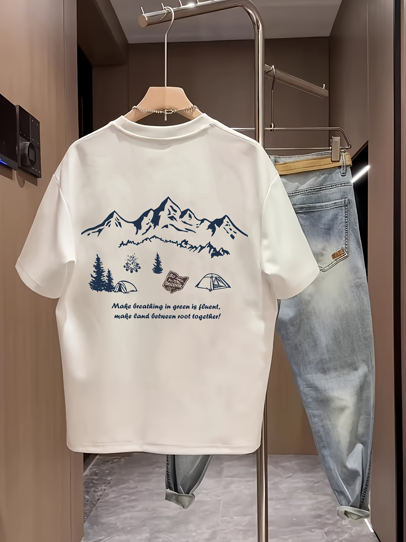 เสื้อยืดแขนสั้นลำลองสำหรับผู้ช - Outdoor Adventure Quotes Short บทวิจารณ์และราคา